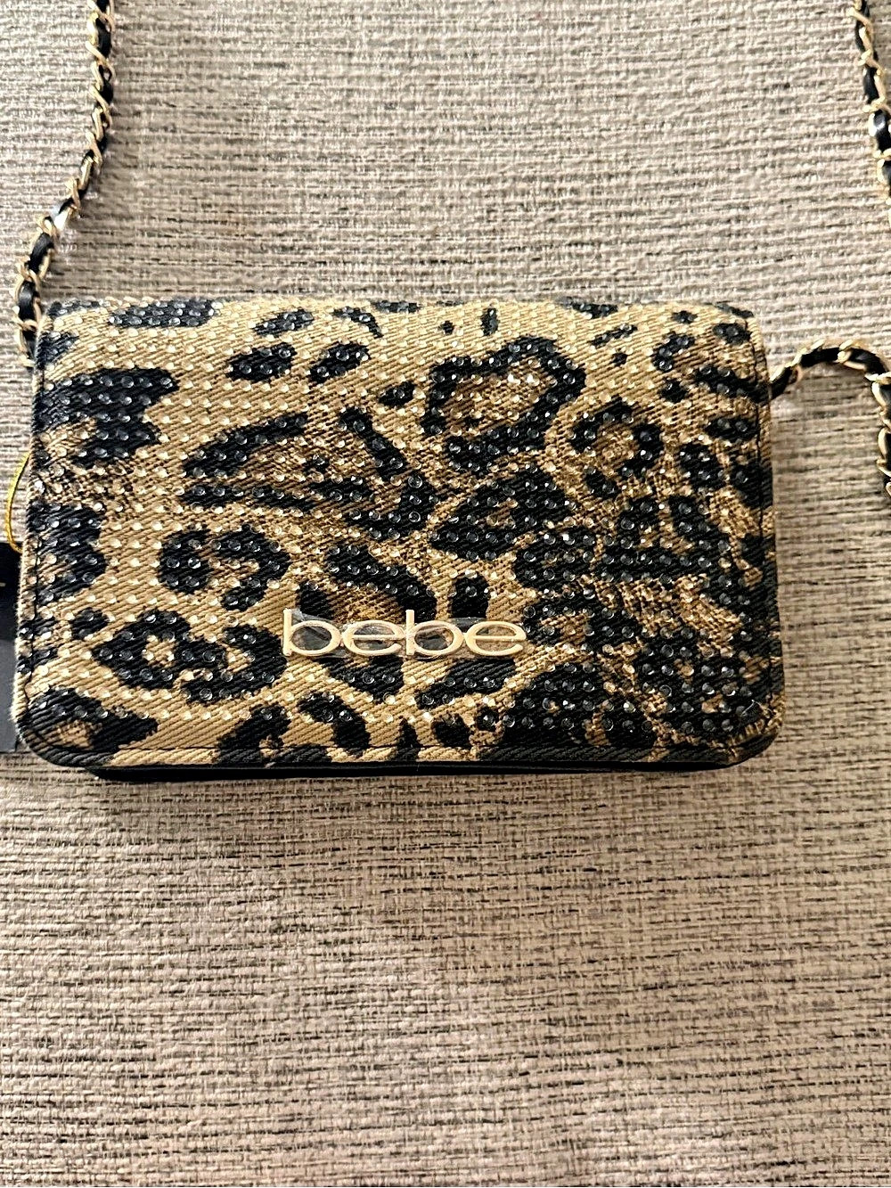 bebe Leopard Print Chain Crossbody Bag NWT